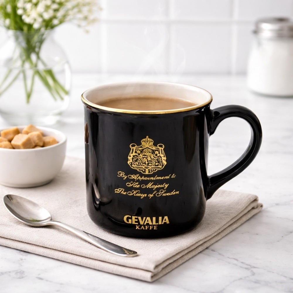 Gevalia Kaffe Black‎ Gold Coffee Mug By Appointment to the King of Sweden